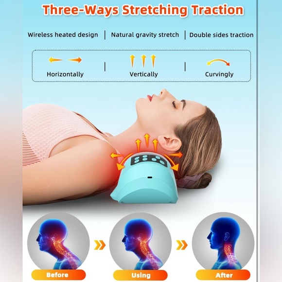 Wireless Heated Neck Stretcher & Pulse Massager, Pain Relief, Rechargeable -NWOT - Picture 4 of 12